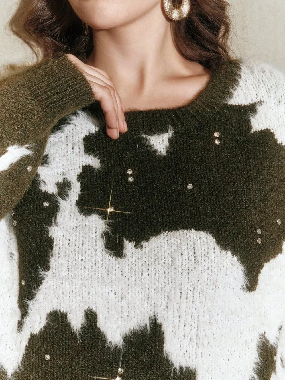 Multicolor Casual Women's Elegant Crew Neck Pullover Sweater